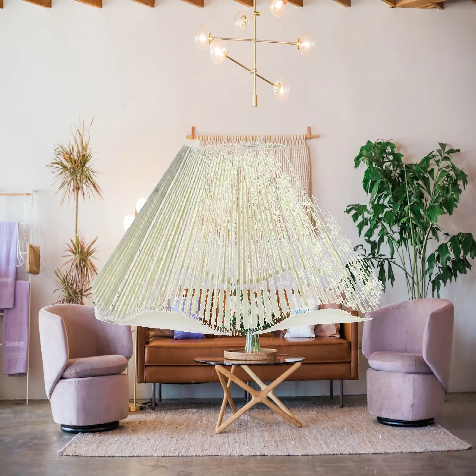 Rustic Minimalist Lamp Cover Vintage Influenced Woven Rope Lampshade Handwoven Design Boho Shade for Restaurant Owners, Tea