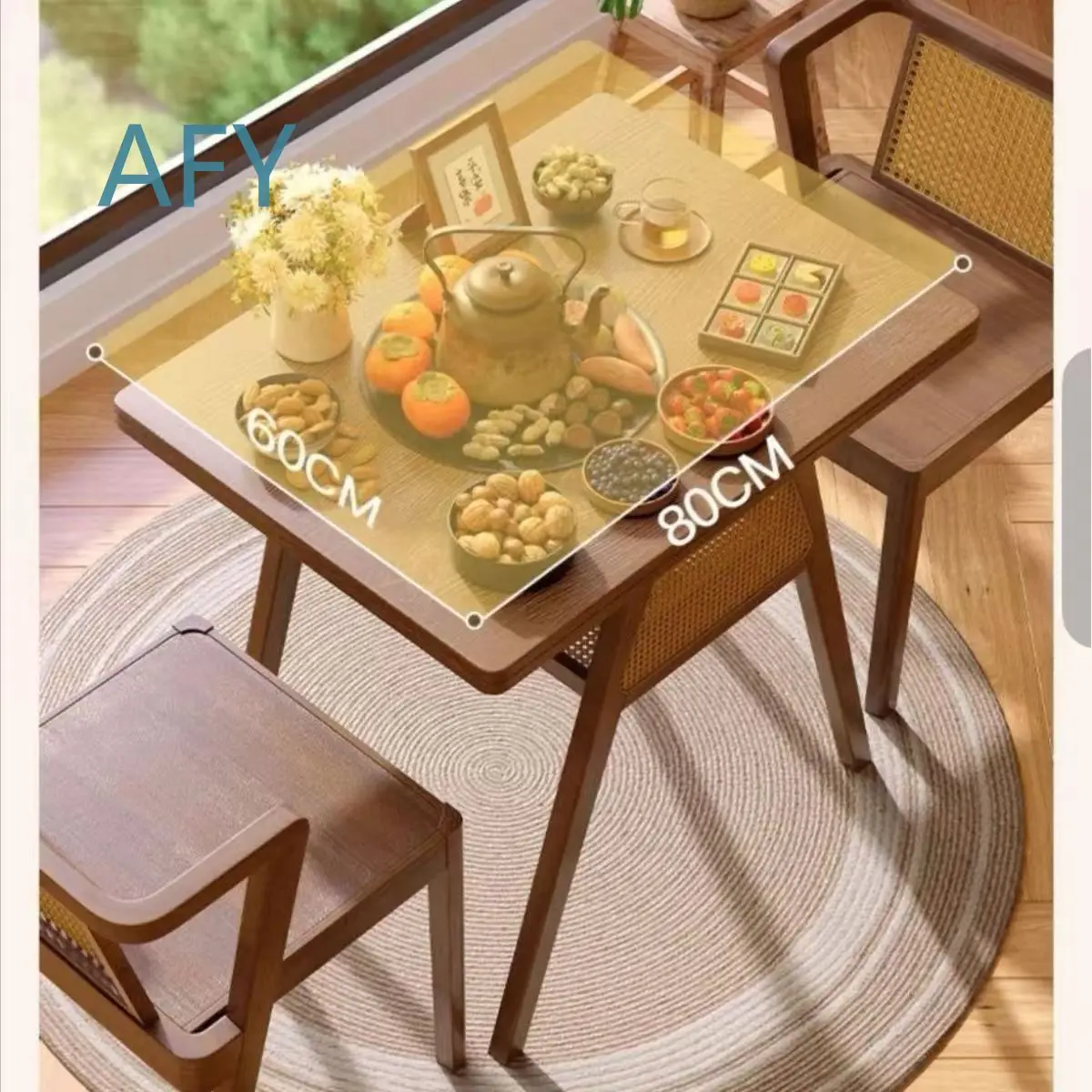 Electric Teppanyaki Grill Table Set for Balcony Outdoor Use Portable Tea Brewing Table with 2 Chairs for Small Apartments