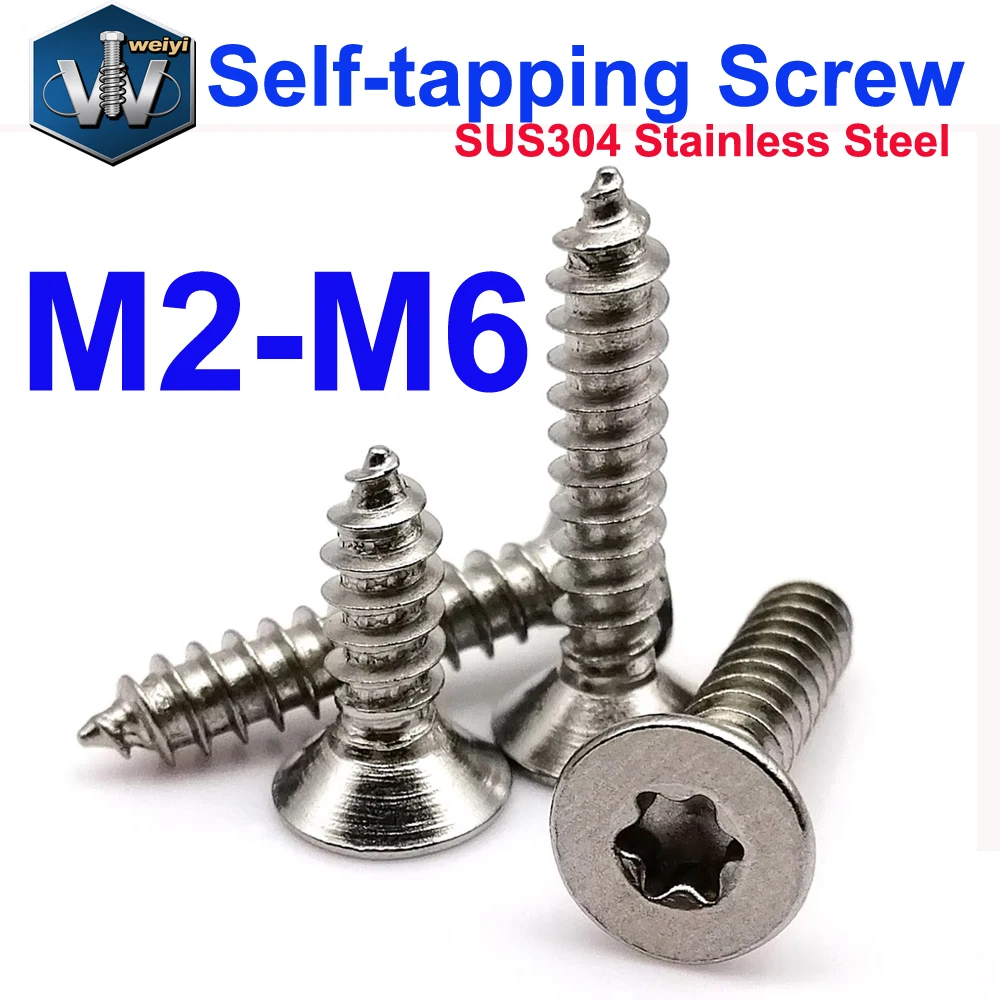 Weiyi M2 M2.3 M2.6 M3 M3.5 M4 M5 M6 SUS304 Edelstahl Sechsrund-Torx Flachkopf-Sicherheits-Holzschrauben mit Gewindebohrung – Detail 2