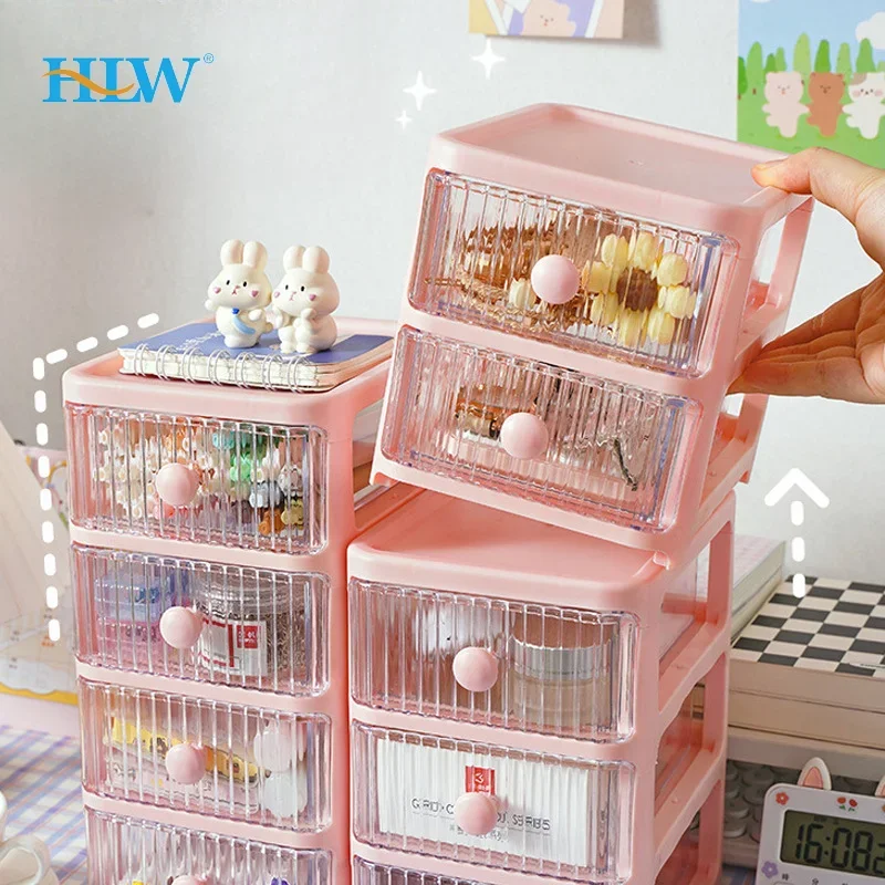 Cute transparent corrugated storage box, student desktop, light luxury, high-end feel, large capacity storage pen holder