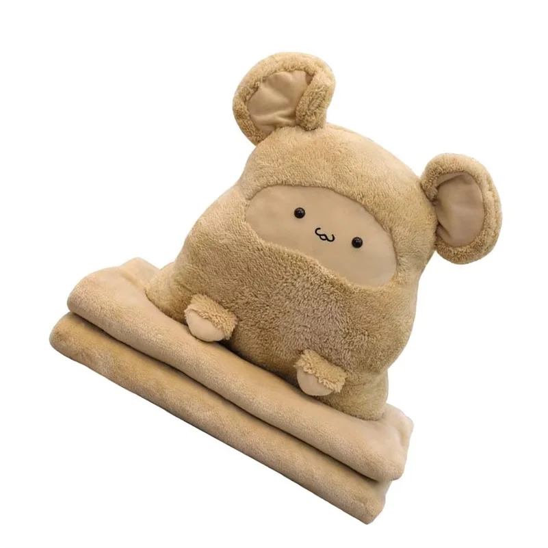1Pcs Cartoon Air Conditioner Nap Blanket Pillow 2-in-1 Small Quilt Cushion Soft Comfortable Warm Home Office Sleeping Supplies