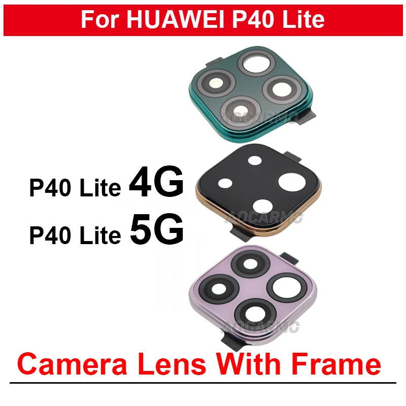 

For Huawei P40 Lite 4G / P40Lite 5G Rear Back Camera Lens With Frame Black Pink Green Replacement Parts