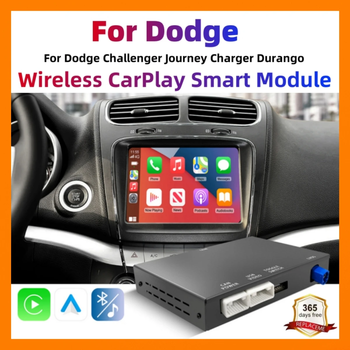Wireless CarPlay Android Auto retrofit kit decoder box for Dodge
