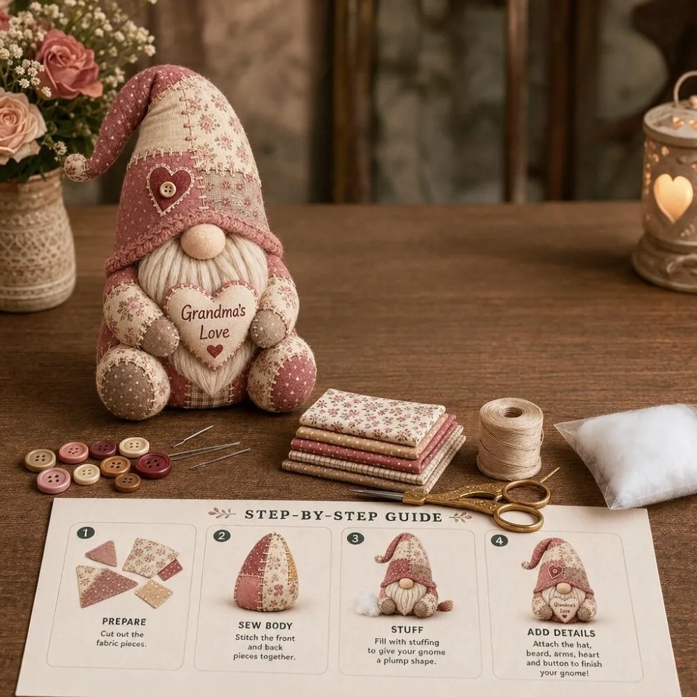 DIY Gnome Patchwork Sew Kit Pre-Cut Fabrics Beginner Friendly Dwarf Patchwork Making Kit Handmade Gnome Sewing Craft Kit