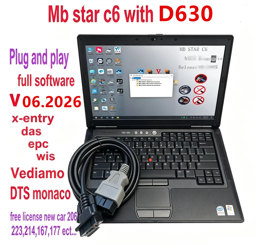 MB Star C6 VCI DOIP WiFi Multiplexer OBD2 Scanner Software Laptop D630 for Car W205 223 206 214 177 Diagnosis Tool