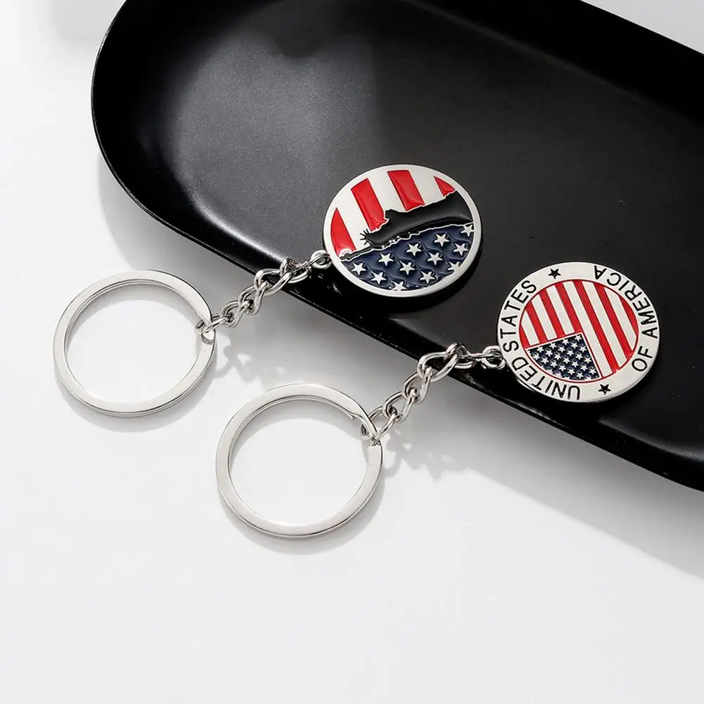 Compact Lightweight Keychain Political Enthusiasts Metal Keychain Set Goddess Shape Us Flag Pattern Keep America Great for Trump