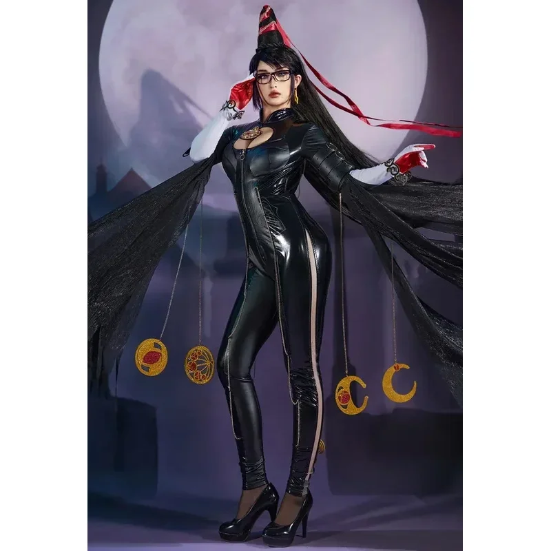 

Miccostumes женский карнавальный костюм Байонетта, боди с открытой спиной, перчатки с цепочками и носками