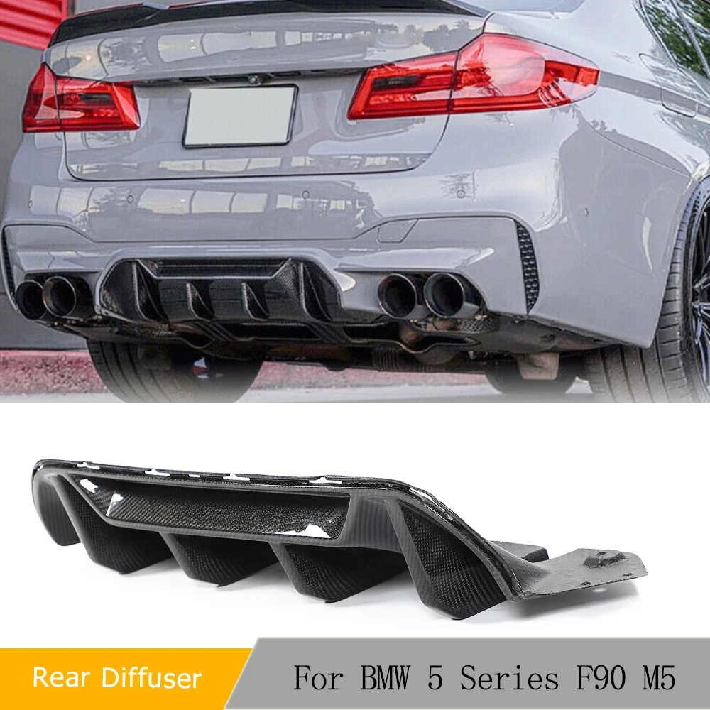 Car Rear Bumper Diffuser Lip Spoiler for BMW 5 Series F90 M5 2018 - 2020 Rear Diffuser Lip Spoiler Carbon Fiber