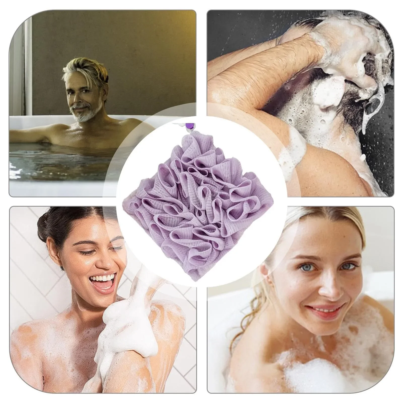 2-in-1 목욕 볼 타월 루파 끈 조임식 비누용 부드러운 각질 제거 메쉬 샤워 스펀지 피부 관리 목욕 도구
