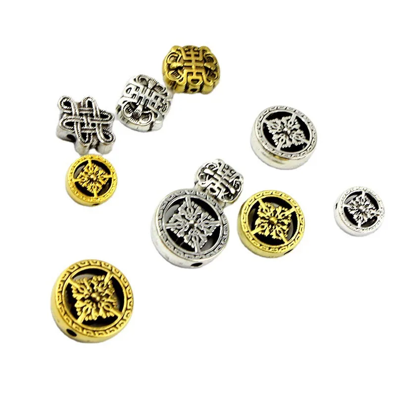 10 Stück 12/16/18 mm tibetisches Silber vergoldetes Metall Blumen-Abstandsperlen Charm für Schmuck, Armbandherstellung, DIY handgefertigte Accessoires – Detail 2