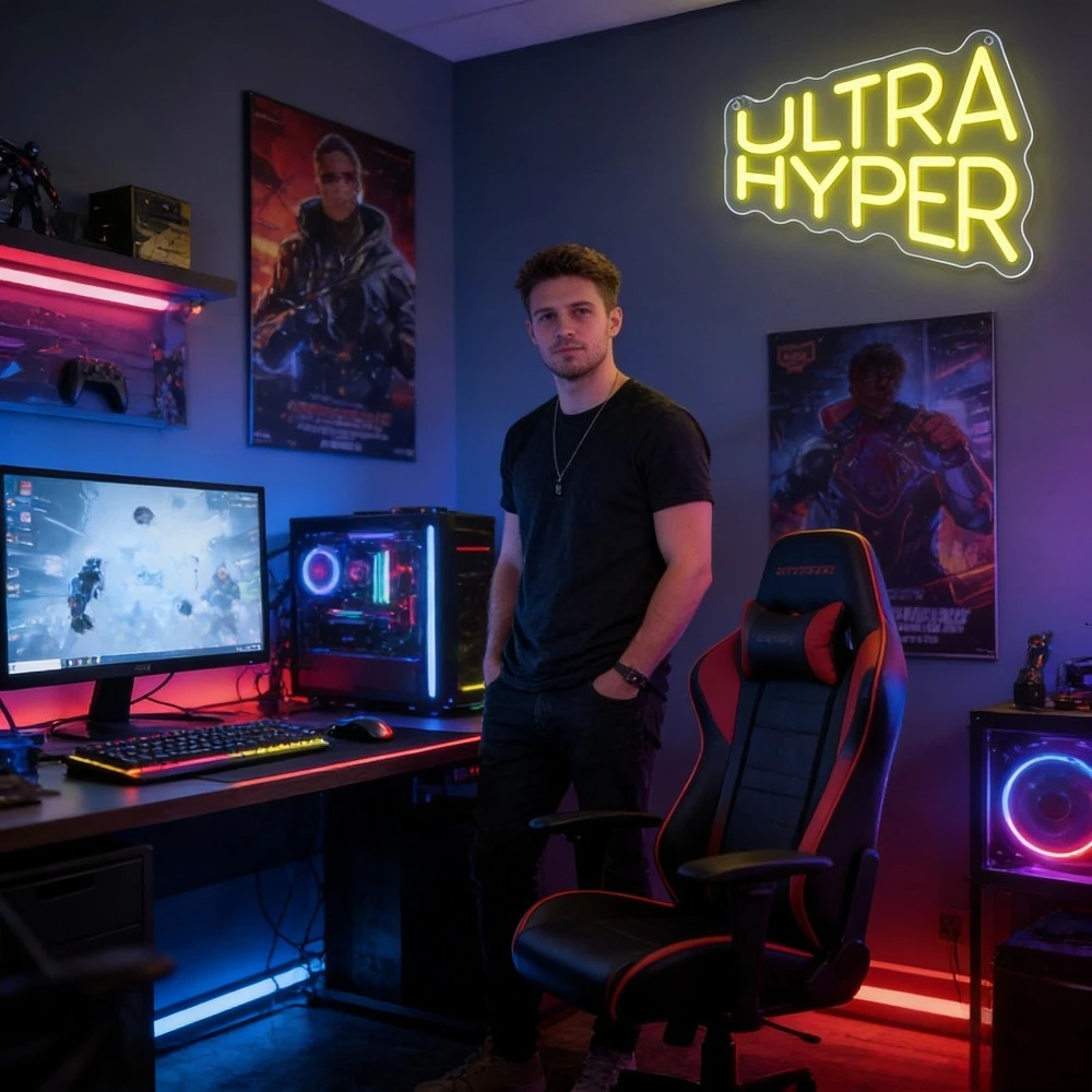 Ultra Hyper Neon Sign LED Wall - огляд і ціна Desk Setup Bedroom