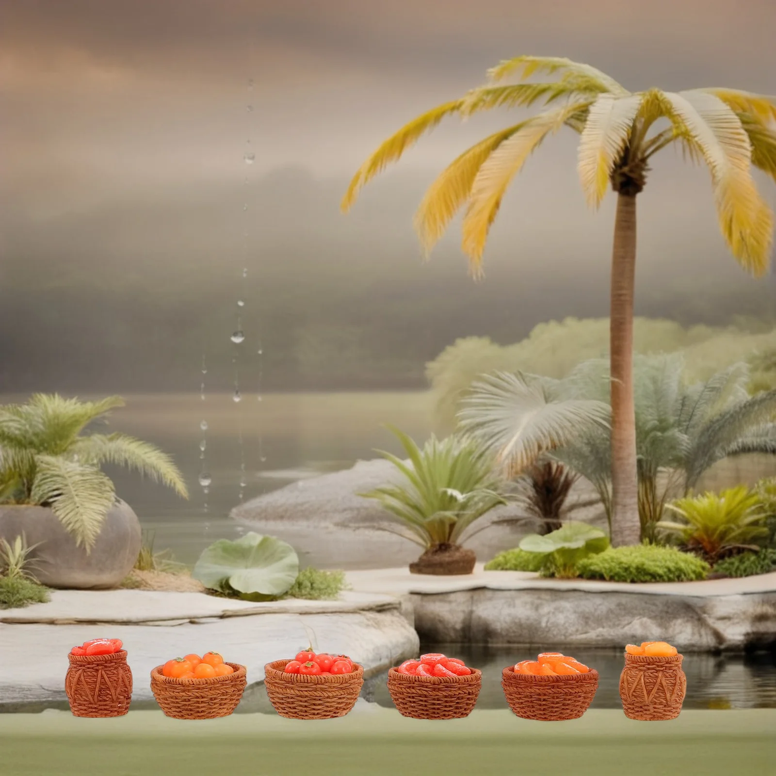 6 قطعة البرسيمون المصغر والفواكه المجففة محاكاة الغذاء الدعائم دمية واقعية التظاهر اللعب اكسسوارات المطبخ مايكرو #1