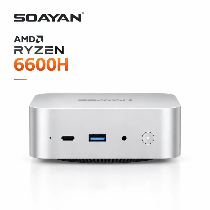 BOLRZO Ryzen 5 6600H Mini Computer 12GB 16GB 24GB LPDDR5 NVME SSD Business Desktop PC Radeon 660M for Design and Home