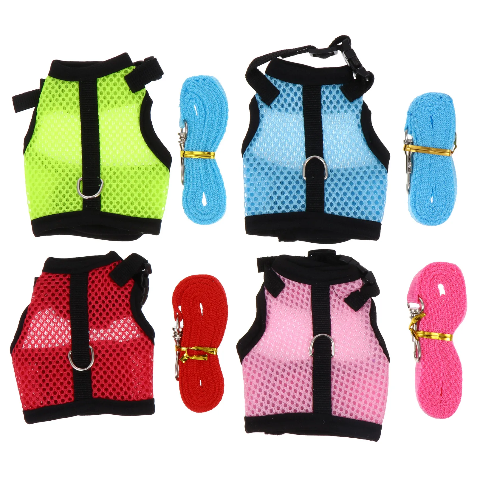 

4pcs Pet Leash Rabbit Harness Vest Bunny Running Outdoor Hamster Reflective Chest Cozy Adjustable Dog Cat Small Pets