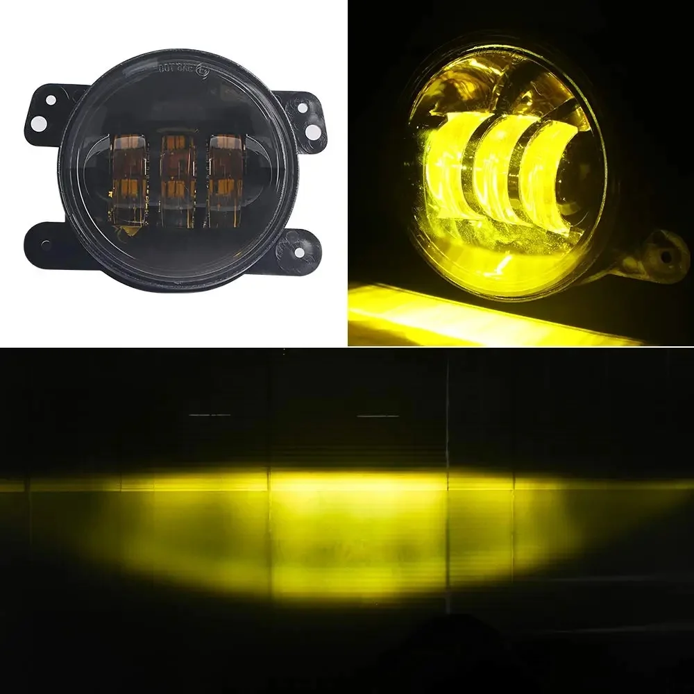 

Для Jeep Wrangler TJ LJ JK 2007-2018 Dodge Journey фары переднего бампера (пара), 4 дюйма, 60 Вт, янтарные светодиодные противотуманные фары, встроенные в EMC