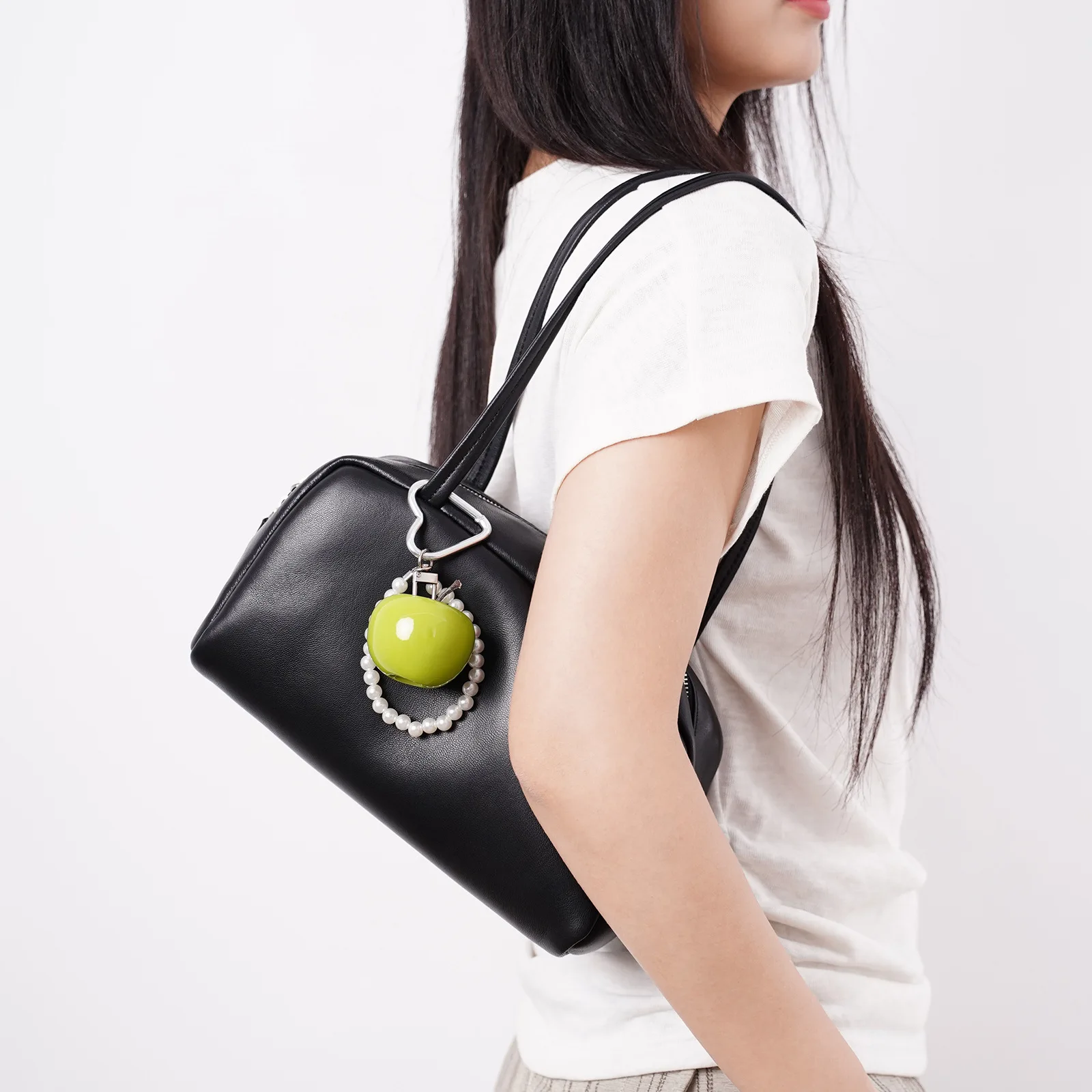 New Genuine Leather Women Shoulder Bag Large-capacity Fashion Classic Bowling Bag Korean Version Lambskin Women Bag W5313