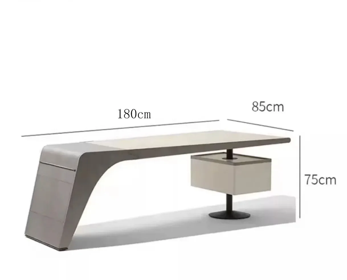 طاولة كمبيوتر خشبية متكاملة من الجلد المصنوعة من الألياف الدقيقة الإيطالية الخفيفة الفاخرة #2