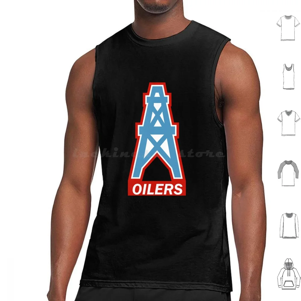 Houston Oilers Tank Tops Print Cotton Oil Pump Pumpjack Petroleum Exploration Extraction Industry Houston Oilers Logo Worn