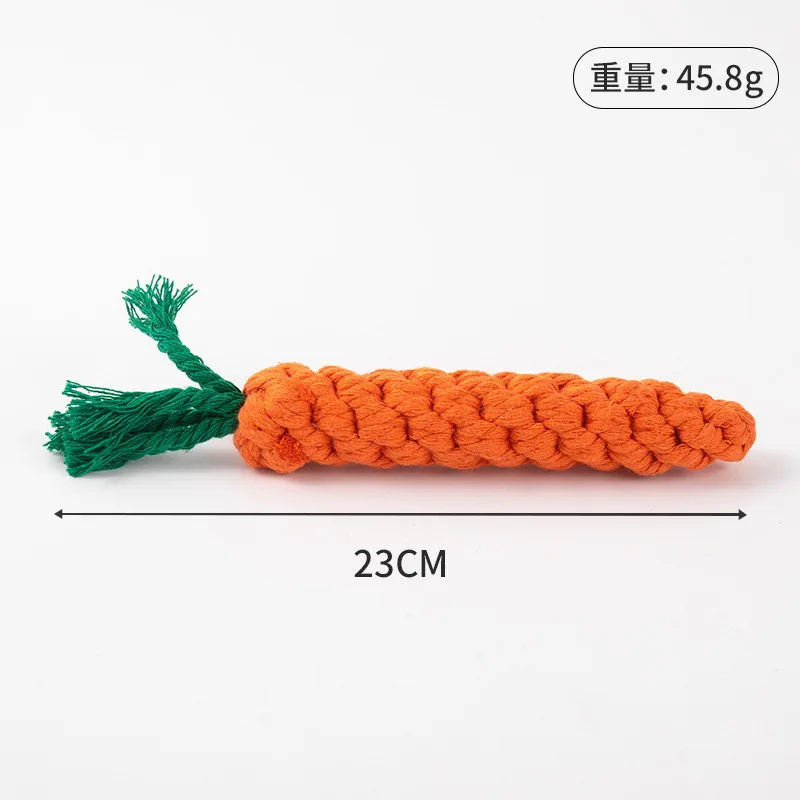 Dog Toy Carrot Knot Rope Ball Cotton Rope Dumbbell Puppy Cleaning Teeth Chew Toy Durable Braided Bite Resistant Pet Supplies