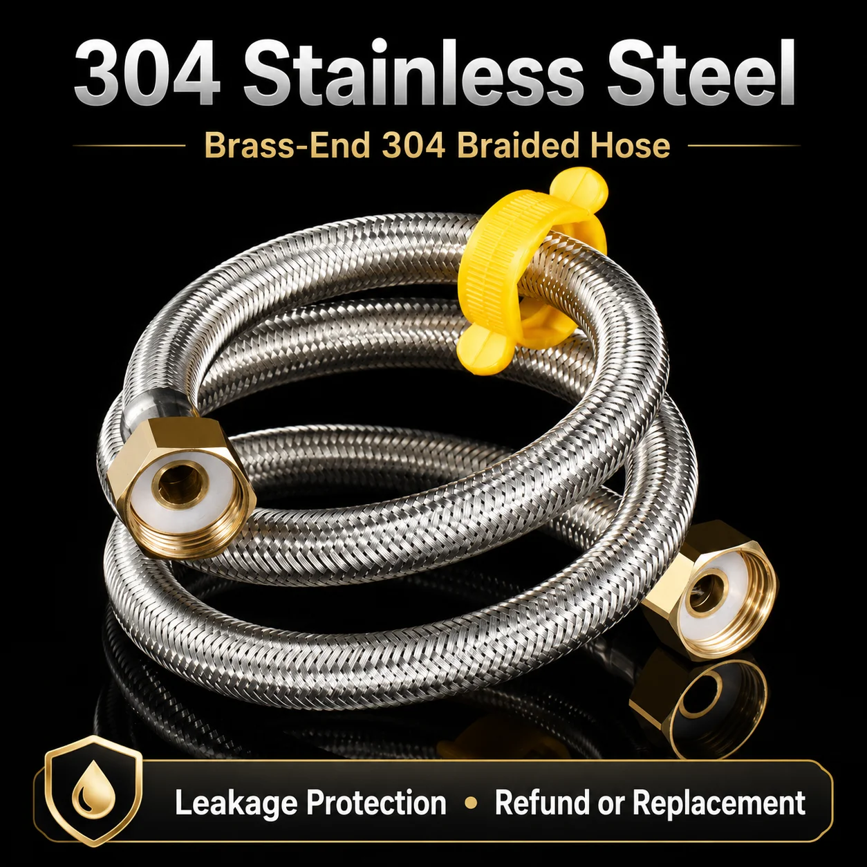 G1/2 304 Stainless Steel Braided Hose Brass Nut Anti Burst Flexible Inlet Pipe for Toilet Water Heater Faucet
