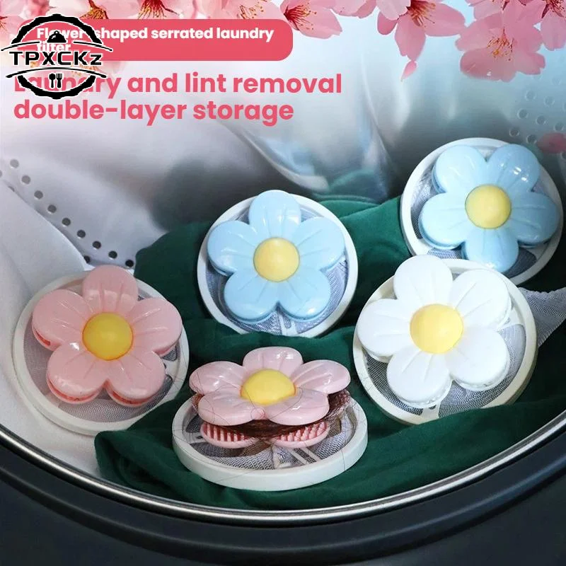 Flower Shaped Washing Machine Lint Filter Double Layer Floating Hair Catcher Reusable Multicolor Laundry Cleaning Tools
