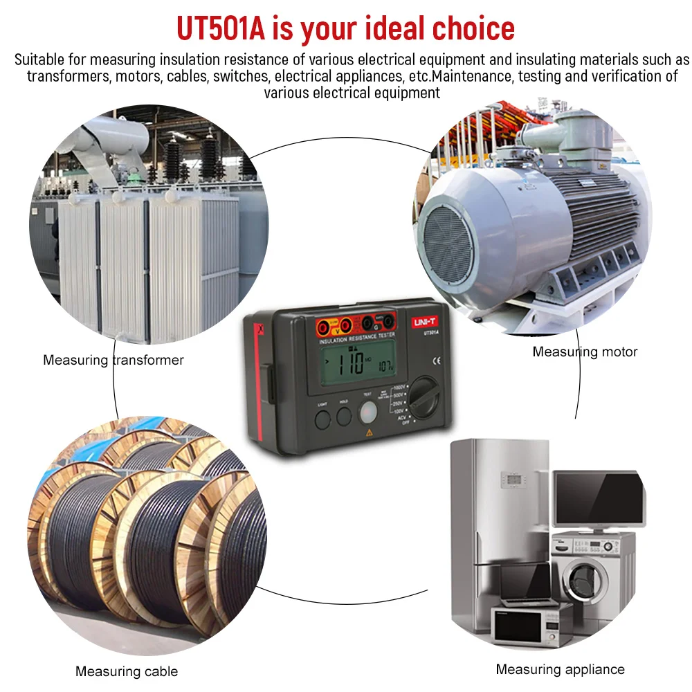 UNI-T UT501 502 A\\C Insulation Resistance Tester LCD Display Highly Professional AC Voltage Megohmmeter Auto Range Measurement