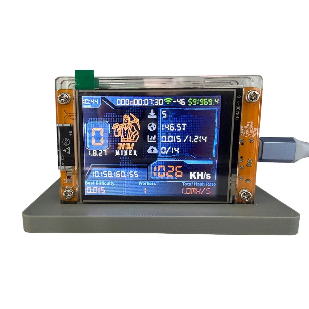 

Усовершенствованный домашний крипто-майнер для Bitcoin (BTC) с высокой производительностью, 5X 1030KH/S, 2.8-дюймовый смарт-дисплей, Nerdminer+ с 5 слотами, базовый Nmminer
