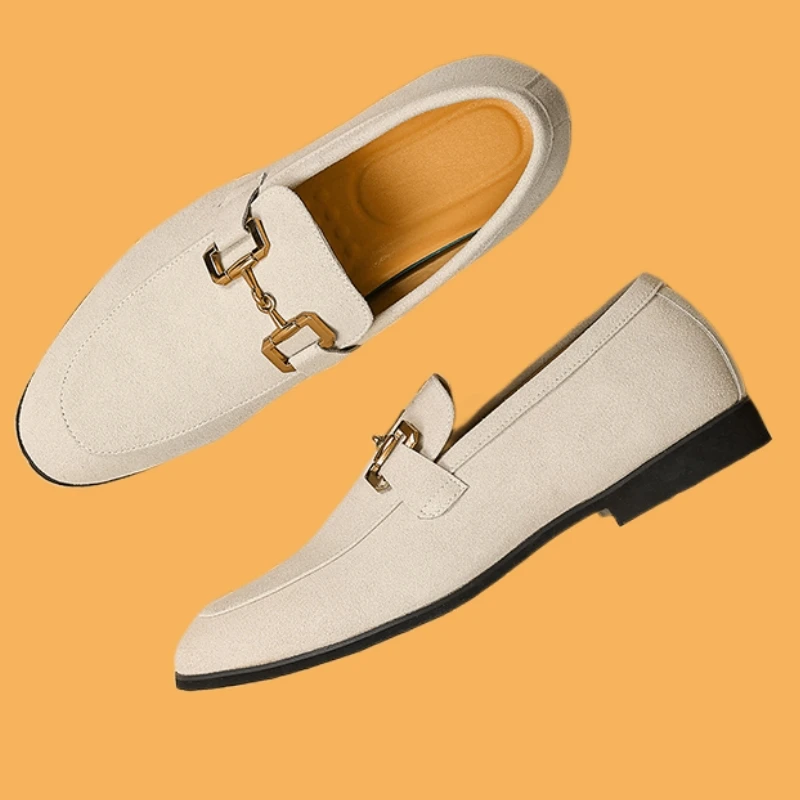 New Loafers Men Flock Business Wedding Shoes for Men Spring Autumn Dress Shoes Handmade  Size 38-46