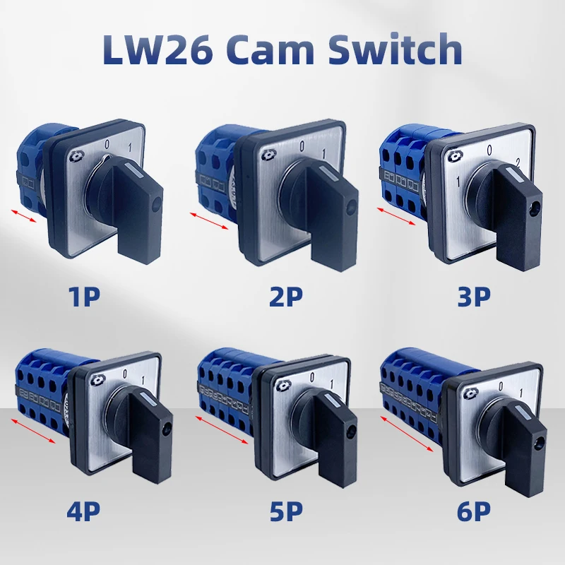 LW26-20A Two/Three Positions 1-6 Poles Cam Operated Rotary Switches Changeovers Silver Contact Selection Power Control