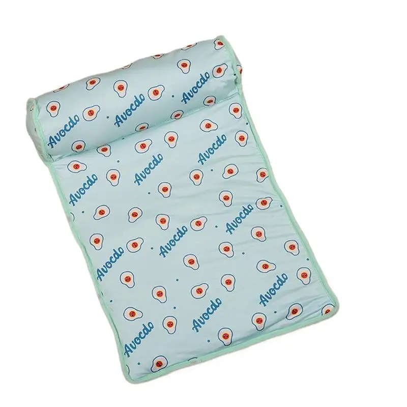 

Cooling Dog Bed Washable Foldable Ice Silk Pet Cooling Mat Cute Sleeping Pad With Pillow Kitten Ice Pad Cushion Puppy Cooling