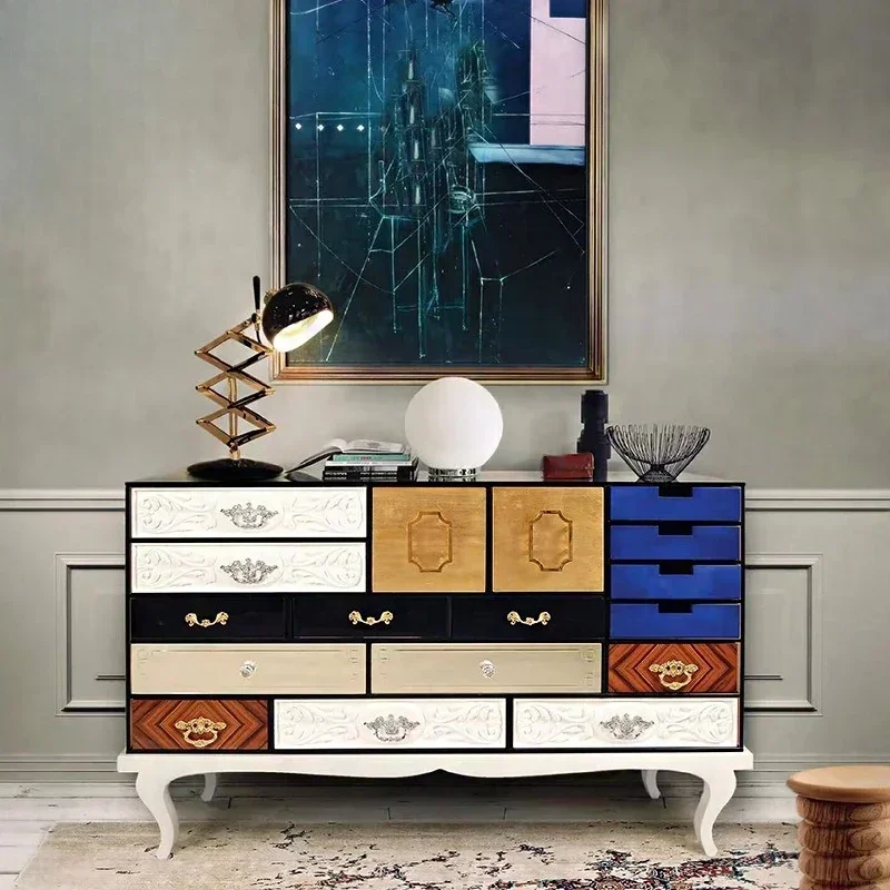 Creative light luxury high-end dining s ide cabi net villa hom e des igner, high-end si de ca bin et