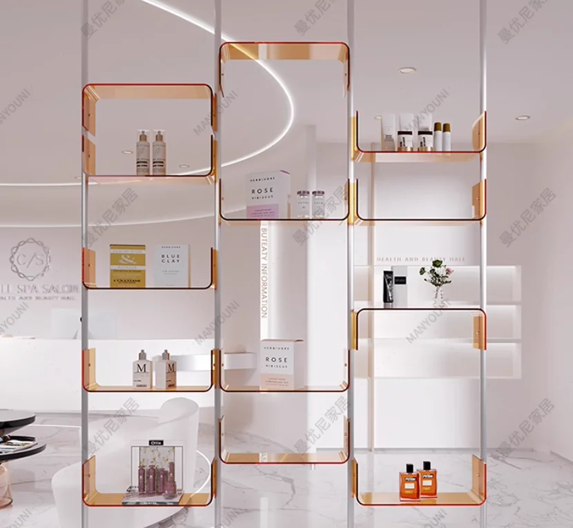 Beauty salon cosmetics display shelf acrylic partition shelf