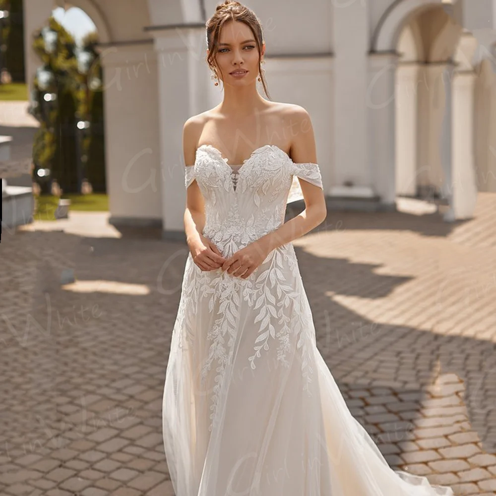 Sweetheart suknia ślubna dla panny młodej Off shousere aplikacje suknia ślubna dla panny młodej suknie ślubne Vestido De Novia Robe De Mariée