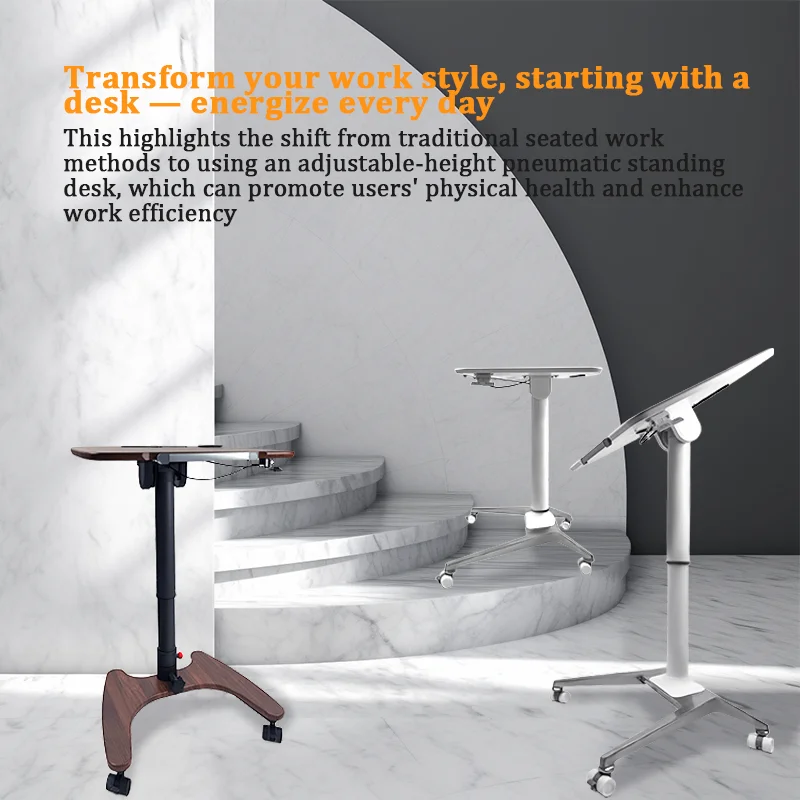 Desks, Staff Desks,Ergonomic Hydraulic Laptop Sit Or Stand Desk Height Adjustable Manual Lift Table With Caster Wheel For Home O