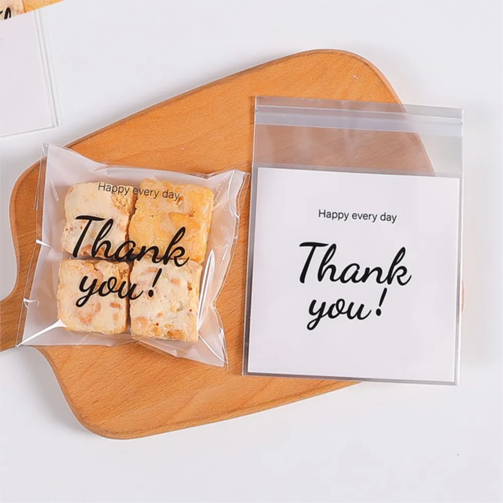 100Pcs/Lot Thank You Bags Small Self-Sealing Plastic Bags For Party Gift Decoration Packaging Display Supplies Small Businesses