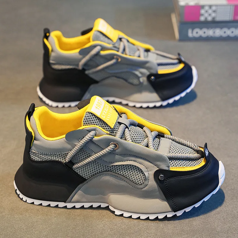 New spring male breathable sport sneakers mens top cushioned running shoes man outdoor casual platform sneaker elevator trainer