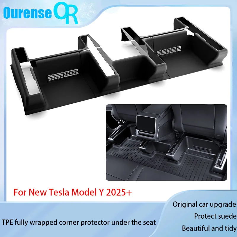 For NweTesla Model Y 2025+  Model YL6-seater  2026+ Under Seat Corner Guard Seat Slide Rail Protector Cover Anti-Kick Decor Flo