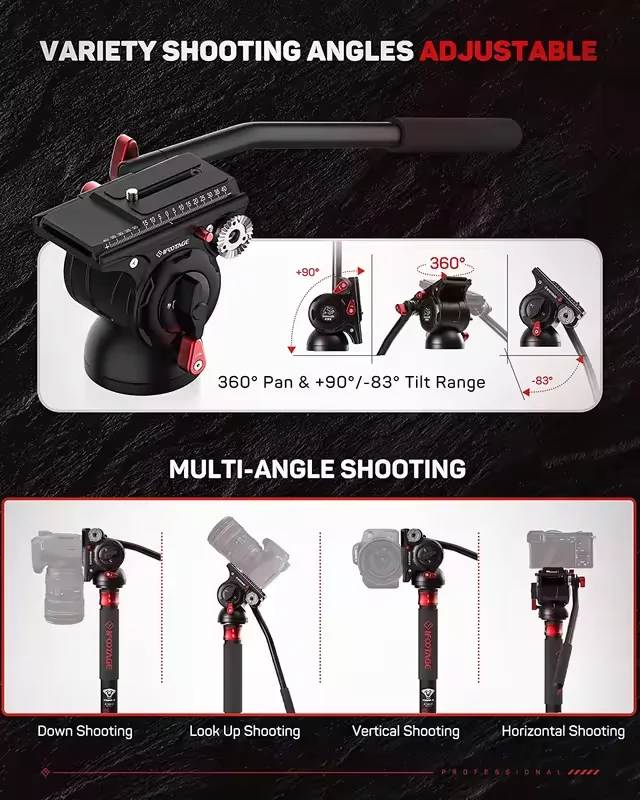 IFOOTAGE 비디오 유체 헤드 Komodo K5S, 알루미늄 경량 유체 드래그 팬 헤드