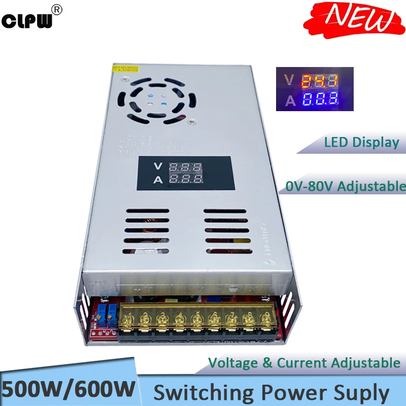 SMPS 600W 12V 42A 15v 33A 18V 36v 60v 13A AC-DC Adjustable Led Light Transformer For Stepper Power Supply 500w