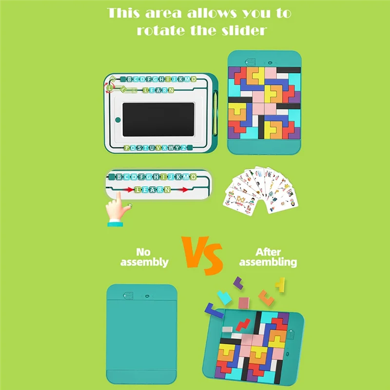 A76F-3 In 1 Multifunctional Drawing Board Russian Square Set For Kids Erasable Graffiti Board For Learning & Creativity