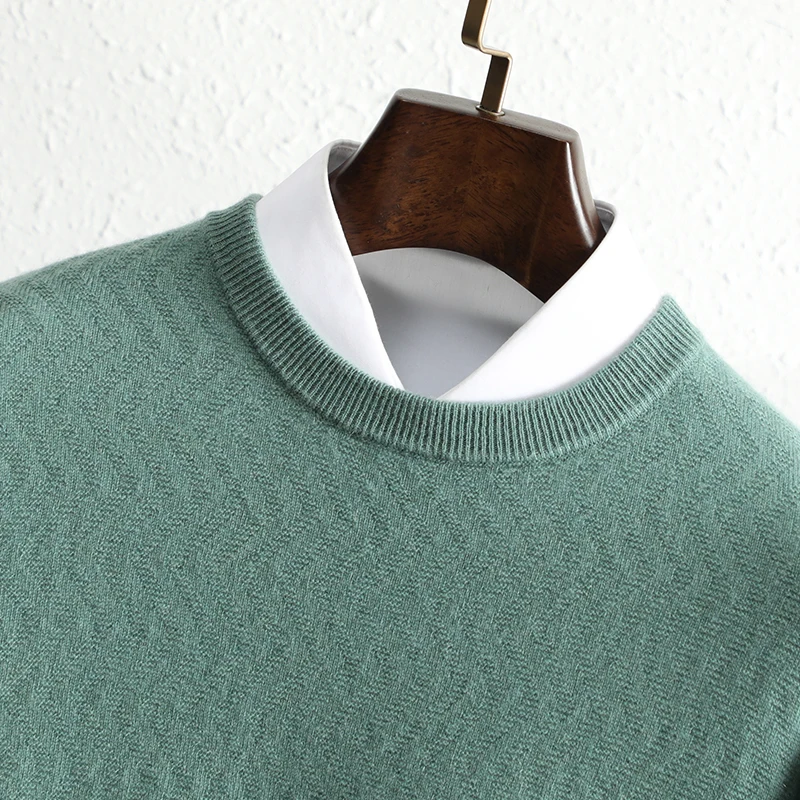 

Мужской пуловер из 100% чистого кашемира, деловой повседневный однотонный вязаный свитер, свободные топы с круглым вырезом, толстый и теплый джемпер