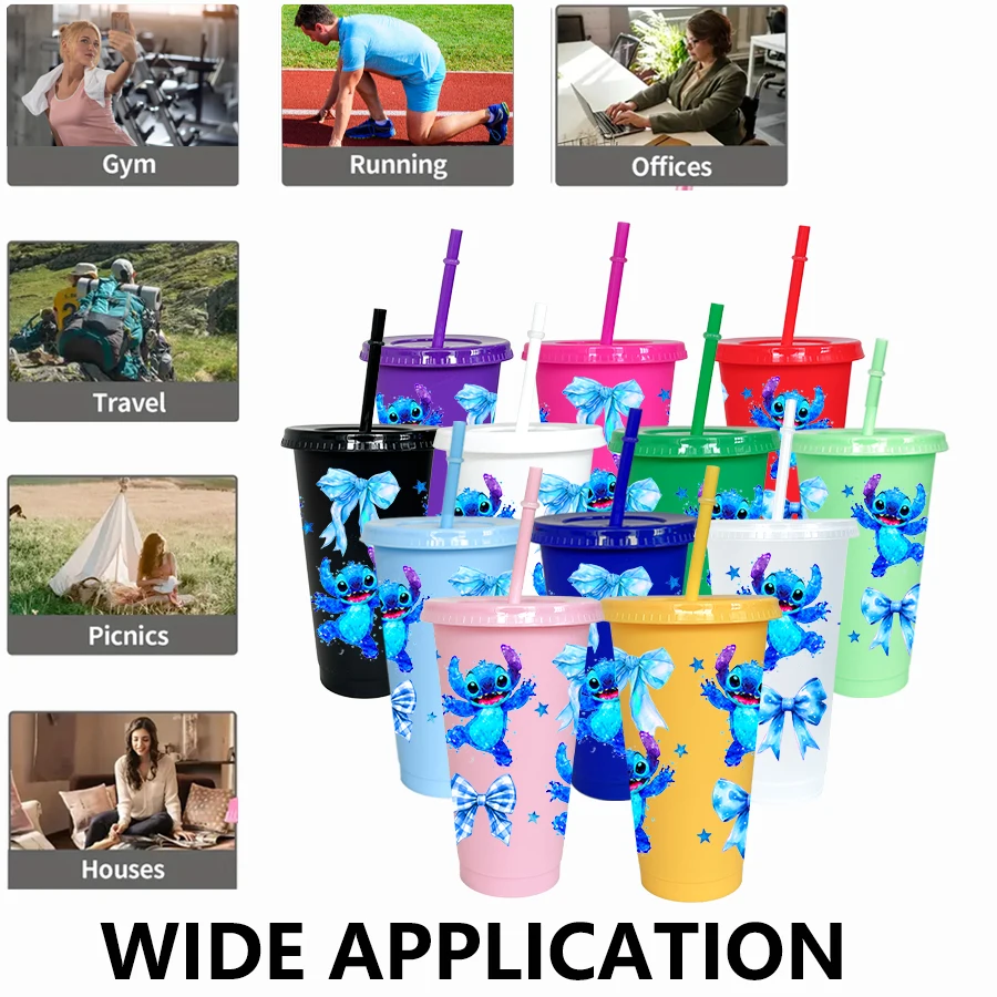 12개/팩 디즈니 스티치 스타 26oz 멀티컬러 플라스틱 물컵 파티 음료용품 생일/개학 선물