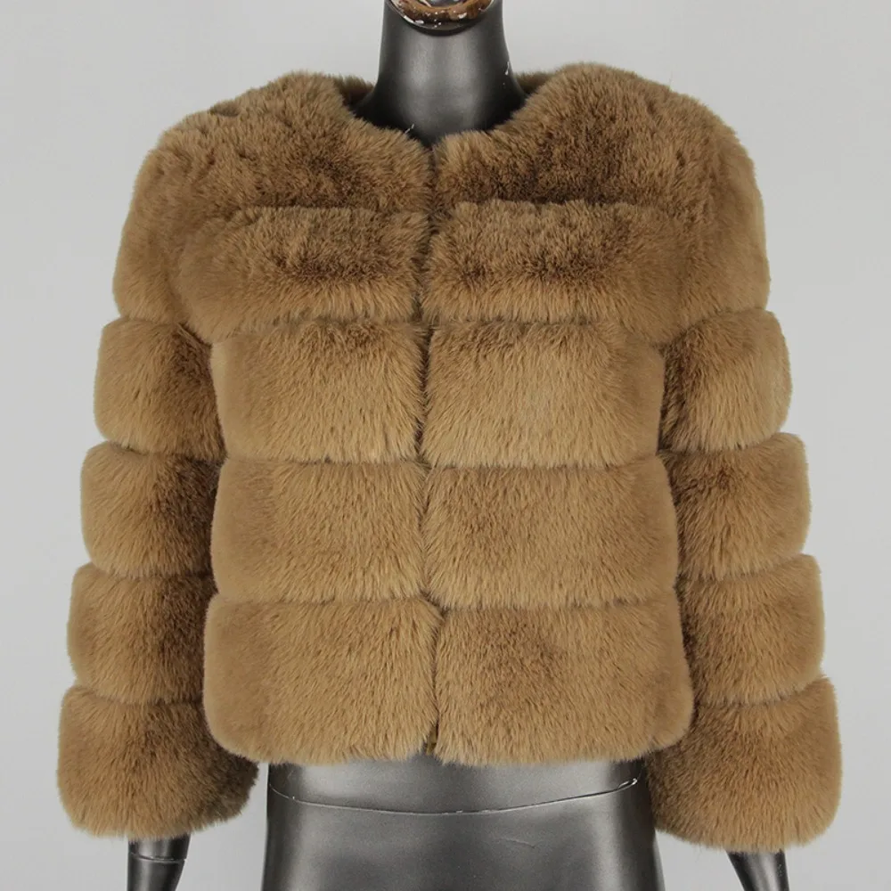 معطف الشتاء المرأة فو الثعلب معطف الفرو تقليد الفراء مكتب سيدة معاطف أنيقة المألوف الدافئة سميكة سترات من الفرو الاصطناعي