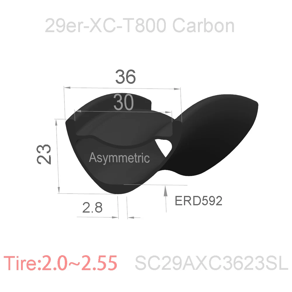 330g rims Asymmetric 23mm Depth 28mm 30mm internal Wide 29er Hookless Tubeless 29er carbon mtb rims