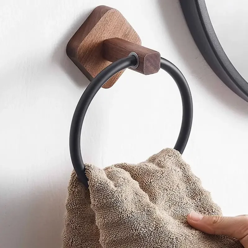 aluminum-walnut-wood-towel-ring-hand-towel-holder-for-bathroom-towel-rack-hanger-for-kitchen-wall-mount-heavy-duty-storage