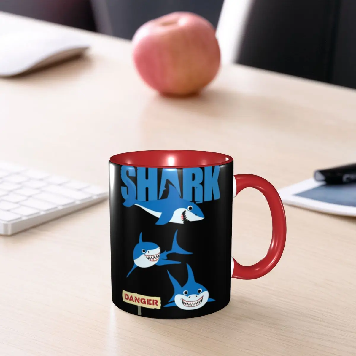 Funny Shark Danger - Crazy Sark Lady Mug Funny Ceramic Coffee Cups Tea Mugs Milk Cup Drinkware Gifts for Friends