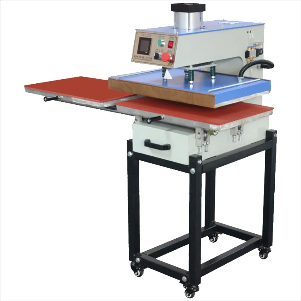 Automatic down sliding  pneumatic heat press transfer printing machine 40x60 60x80 for industrial garment t-shirts fabric sale p