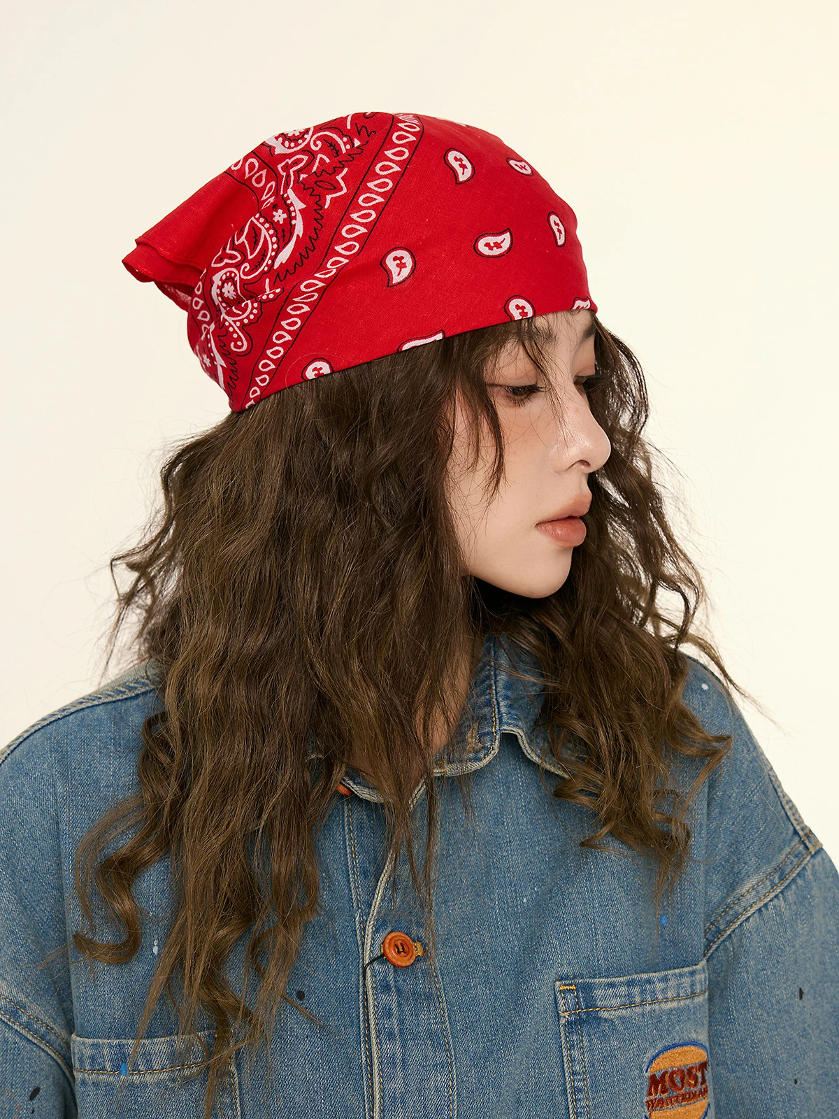 

American retro casual red hip-hop street dance bandana hot girl headscarf hat women's desert beach vacation street hairband