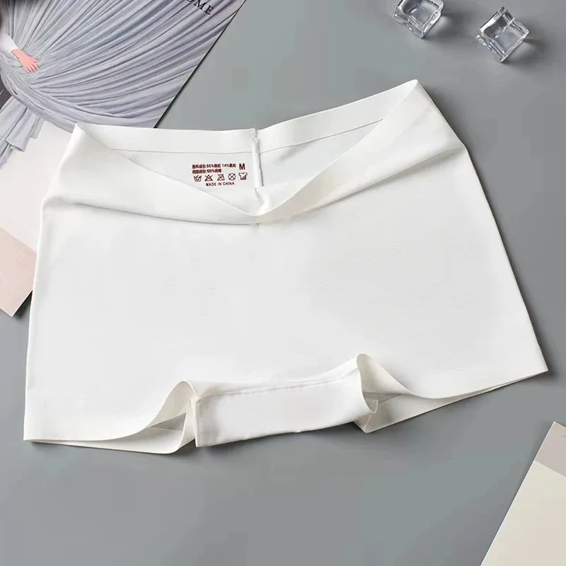 2pcs Seamless Women Boxers Underwear Ice Silk Shorts Solid Color Ladies Soft Bo… - Image 5