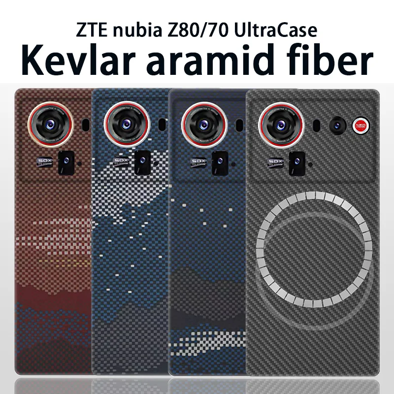 

Воздушный чехол из настоящего чистого углеродного волокна для ZTE Nubia Z80Ultra, легкий чехол из арамидного волокна, ультратонкий чехол MagSafe, совместимый